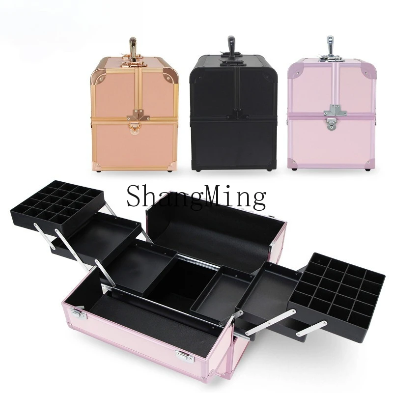 

FG beauty nail pattern embroidery toolbox storage box large capacity portable cosmetic case