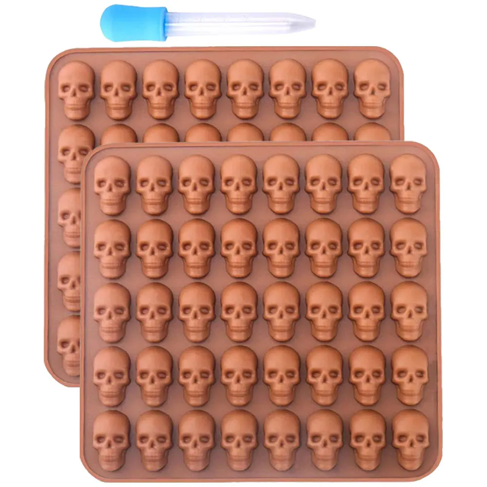 

1 set Halloween Skull Biscuit Mold Silicone Baking Moulds Candy Chocolate Cookie Tool with Dropper Reusable Easy Demold Home