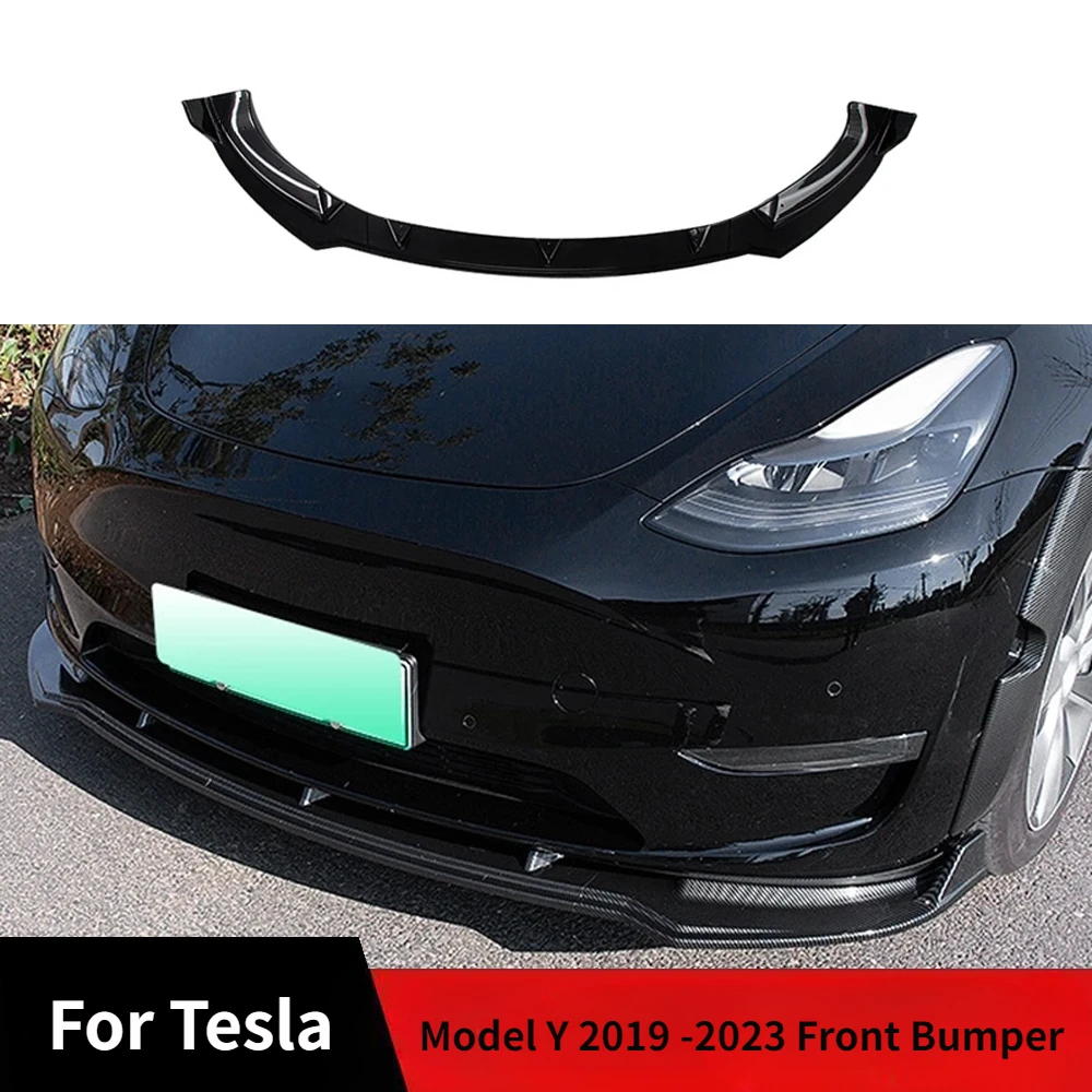 

Car Front Bumper Lip Splitter For Tesla Model Y 2019 -2023 Diffuser Body Kit Spoiler Bumper Guard Accessories Trim