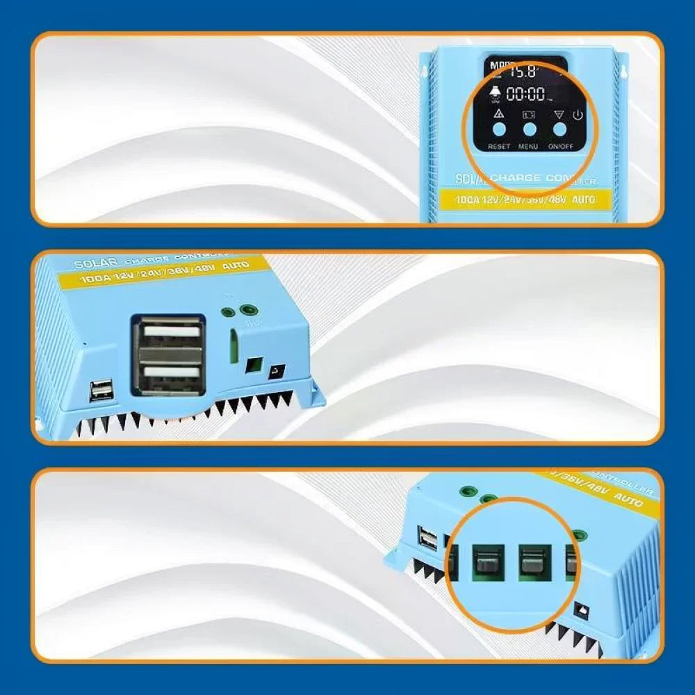 Powerful MPPT Solar Regulator 100A Auto Voltage 12V 24V 36V 48V Identification Battery Management Photovoltaic Charger
