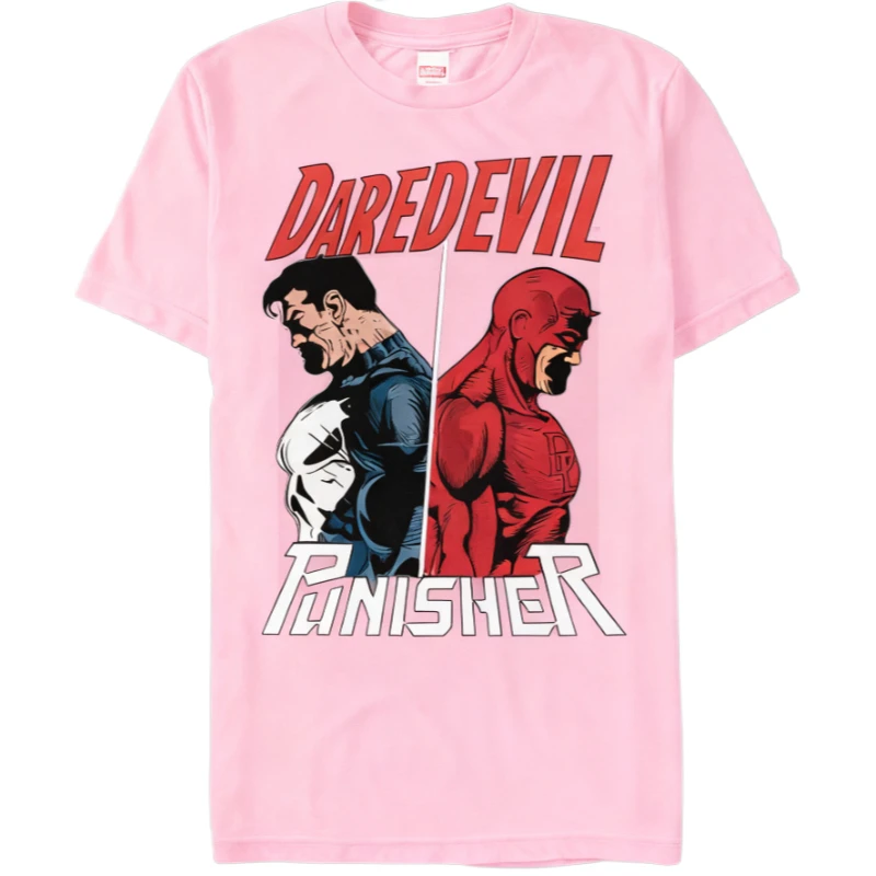 تي شيرت Marvel Genuine New Marvel Marvel Punisher VS Daredevil Comic Print للرجال والنساء بأكمام قصيرة مقاس كبير تي شيرت غير رسمي