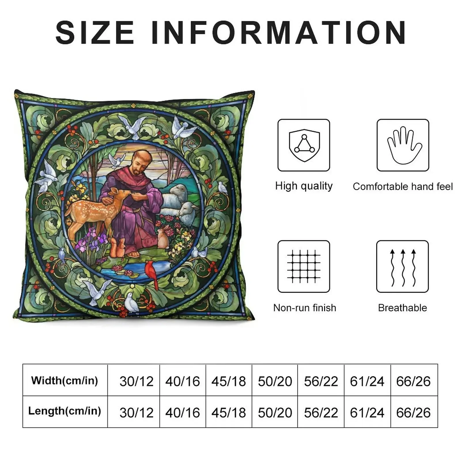 St. Francis of Assisi Stained Glass Throw Pillow Pillow Covers Decorative Covers For Sofas pillowcases for sofa cushions pillow