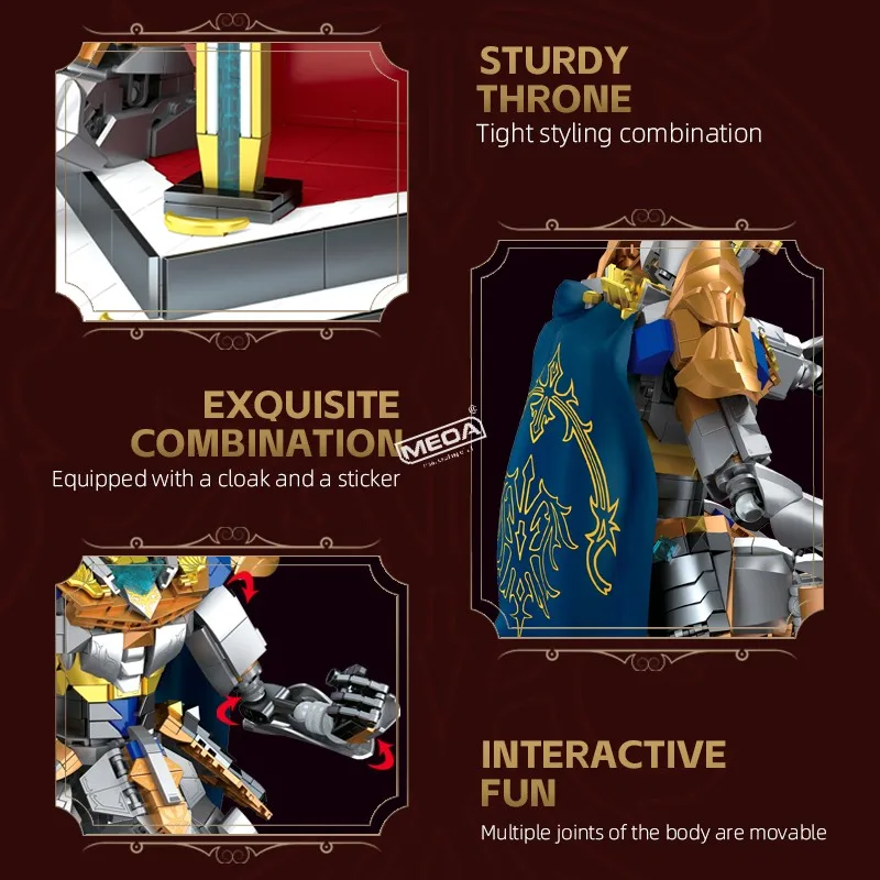 ชุดตัวต่อบล็อก DIY อัศวินพร้อมดาบ MOC บล็อกขนาดใหญ่ ราชาและบัลลังก์ รุ่นสะสม ของขวัญวันเกิด ﻿ ﻿