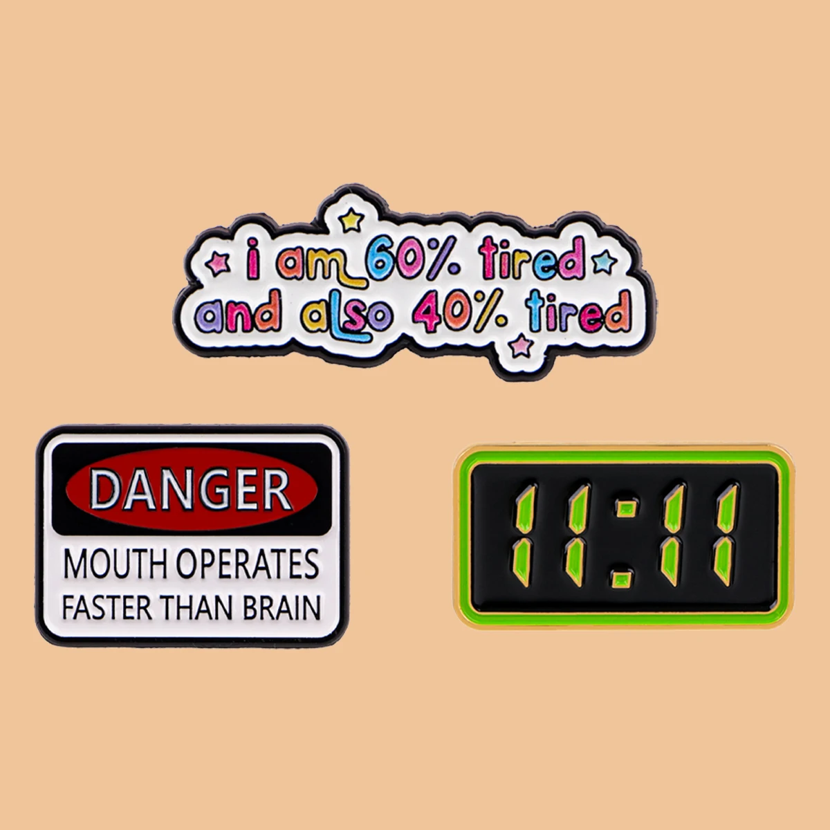 Number 11 Quotes Enamel Pin 'I am 60% Tired and Also 40% Tired' Brooch Lapel Pin Badge on Backpack Clothing Accessories Jewelry