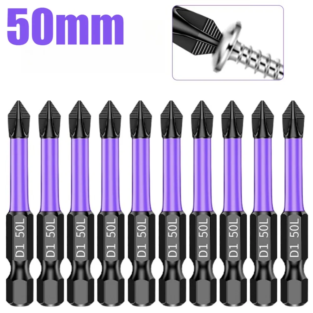 50mm PH2 Schlagschrauber-Bit-Set Magnetischer Kreuzschraubendreher-Satz Schlagbohrer-Bit Schrauben-Bit aus Legierungsstahl Rutschfester Kreuzschraubendreher