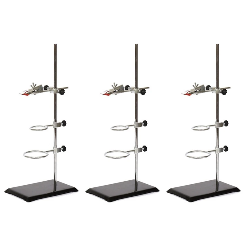 

3X Laboratory Grade Metalware Support Stand, Cork Lined Burette Clamp With 6 Retort Ring (2Inch,3Inch Dia)