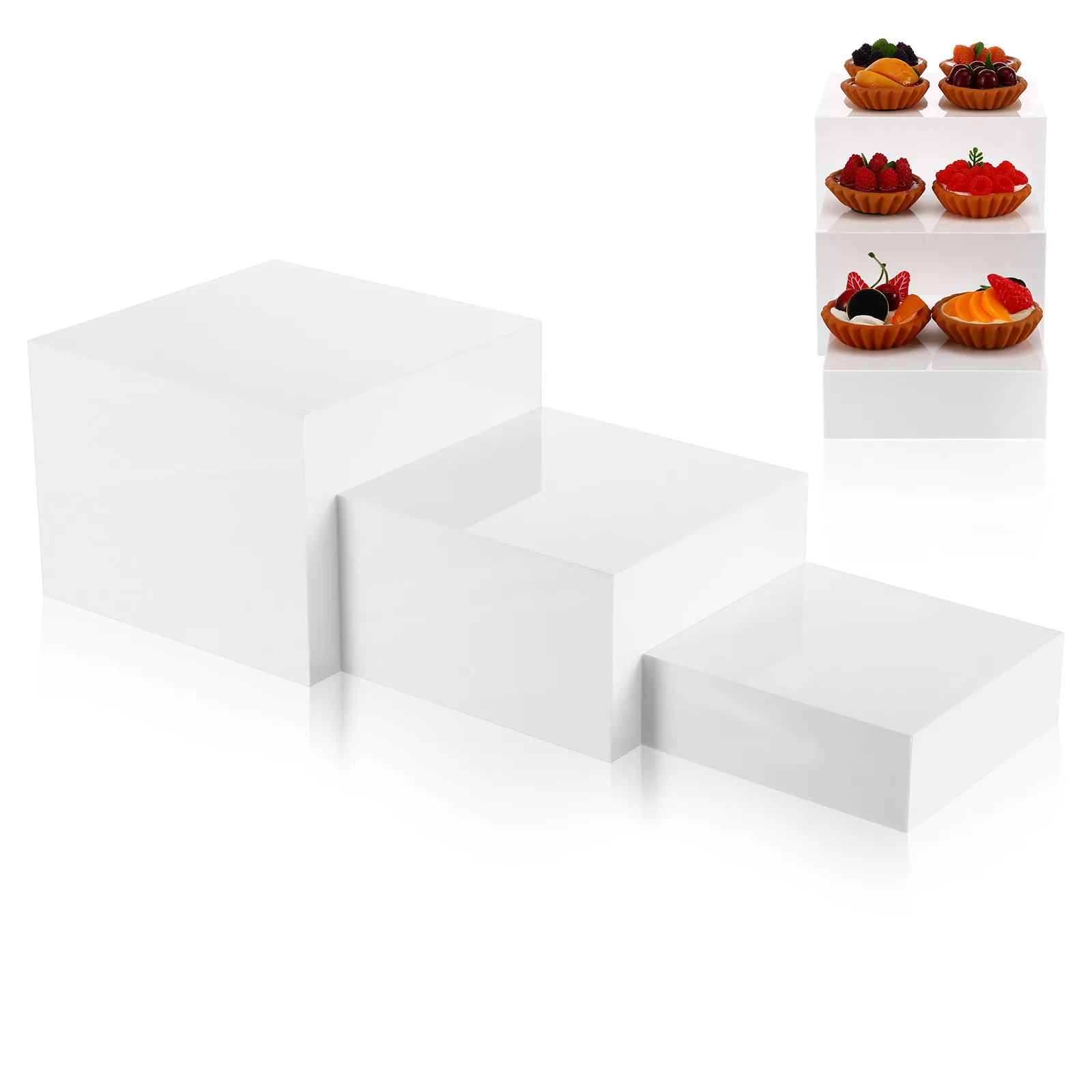 

1Set Buffet Catering Supplies Cube Display Stands Food Riser Figure Display Stable Versatile Use