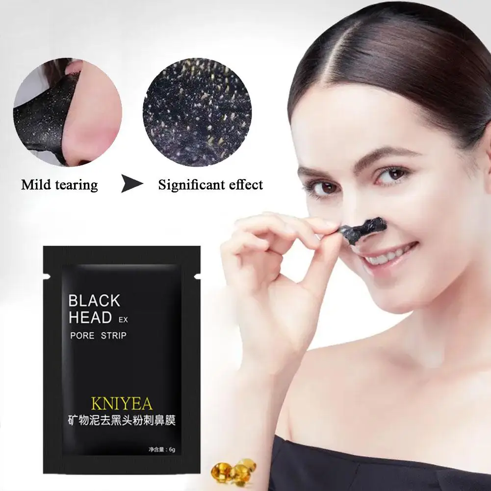 6g masker lumpur Mineral penghilang komedo hidung, masker pembersih pori-pori dalam penghilang Strip pembersih V4C4