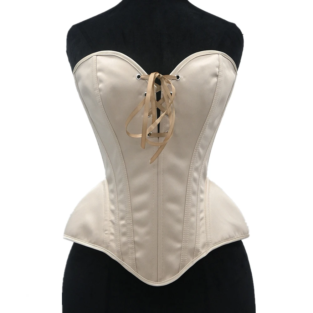 Women Corset Bustier Top French Vintage Solid Color Bodice Lace Up Boned Strapless Shaping Tops Lady Party Stage Costume