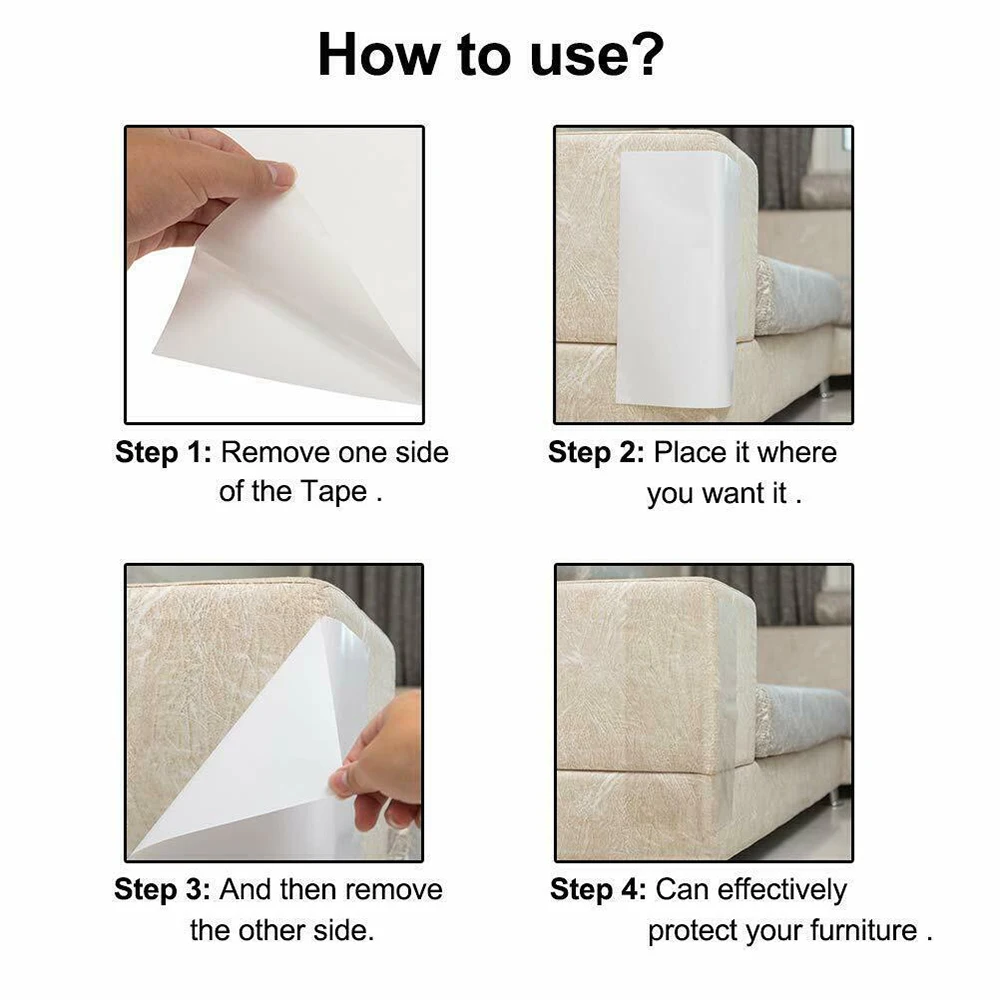 4x Transparent Scratch Protection Mat for Furniture Including Living Room Chairs Bedroom Mattresses and Auto Interiors