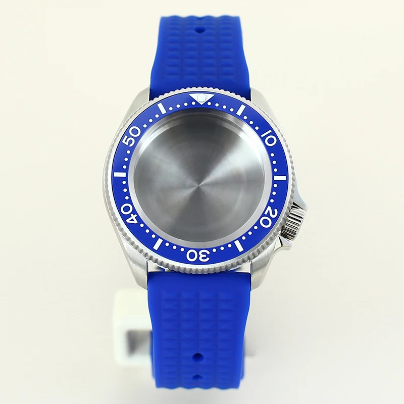 Silver 38mm Sterile Watch Case Modified Parts Rubber Strap For Seiko Nh35 Nh36 Nh38 Movement 28.5MM-29MMDial Sapphire Waterproof