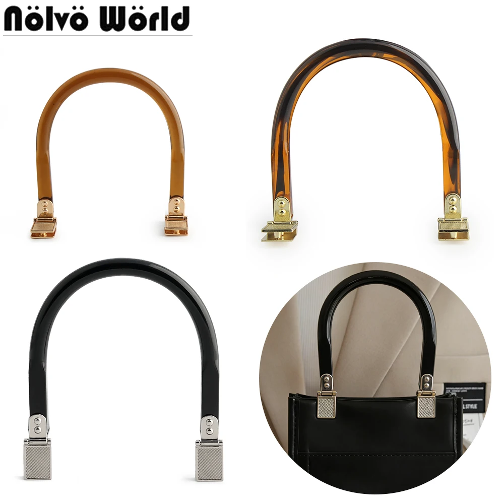 2/6/12PCS 14.3x13cm Black/Orange U-shaped Resin Bag Handle For Clutch Bags Shoulder Tote Semi Circular Purse Frame Accessories