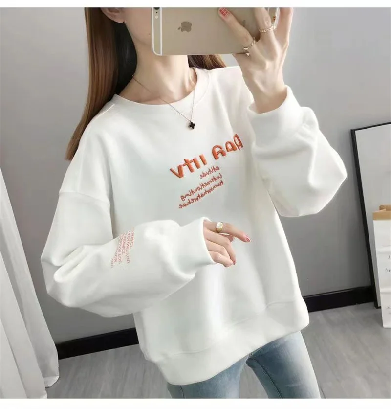 Add Cashmere With Cotton 2024 Autumn And Winter New Fashion Lazy Korean Version Of The Trend Loose Short Hoodie Female Top