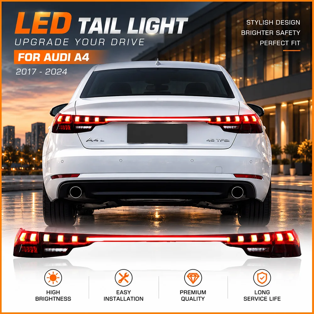 For Audi A4 B9 2017 2018 2019 2020 2021 2022 2023 2024 Full Width Led Running Light Bar Tail Light Modification Replacement