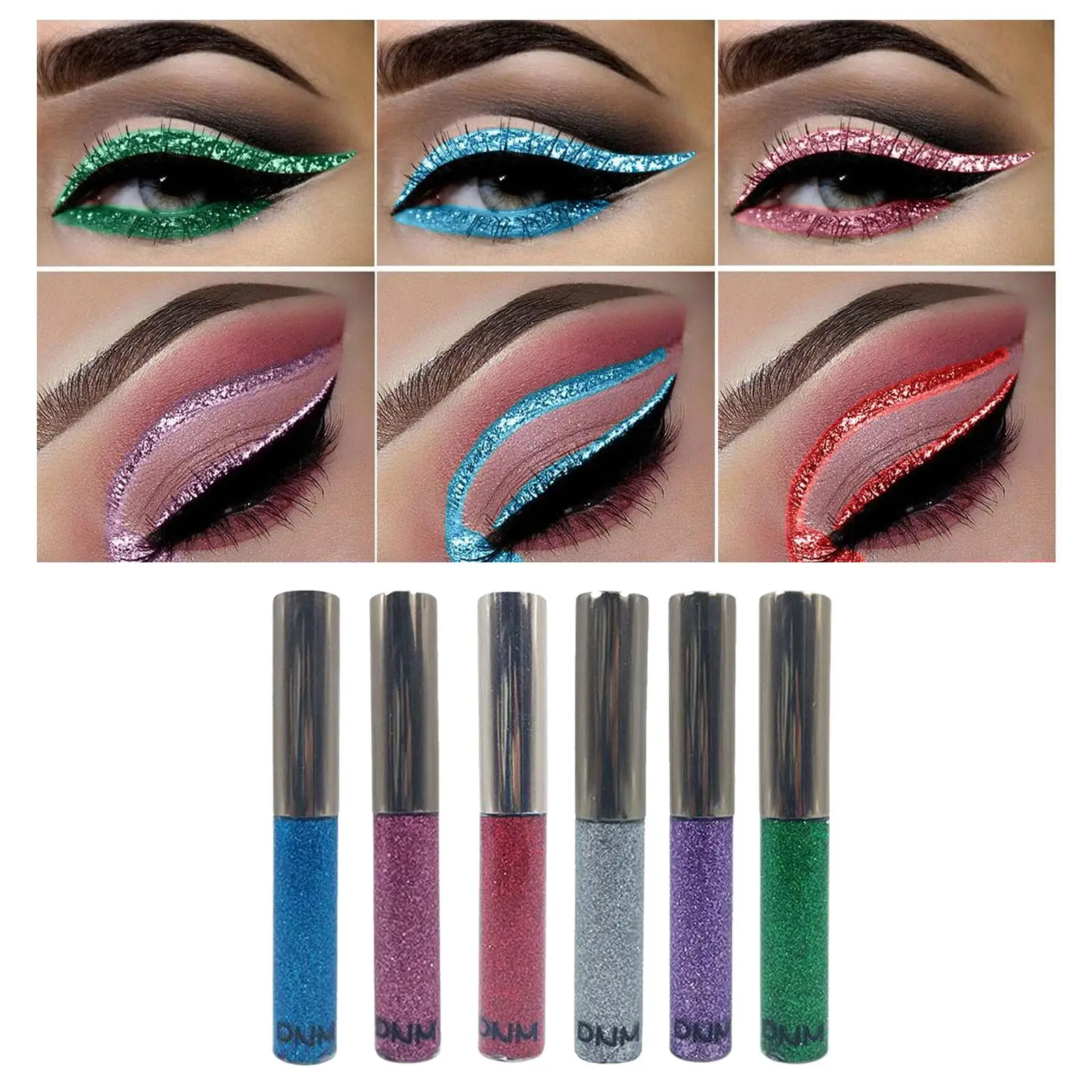 キラキラリキッドアイライナー、シャマー、メタリック、アイシャドウ、1パック、2-4パック