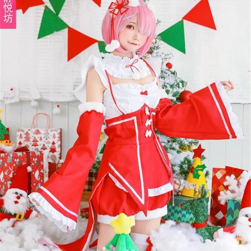 Traje de juego de rol para mujer, Anime japonés Re:Lofe in a Different World from Zero Maid Dress, traje de escenario, uniforme de Navidad