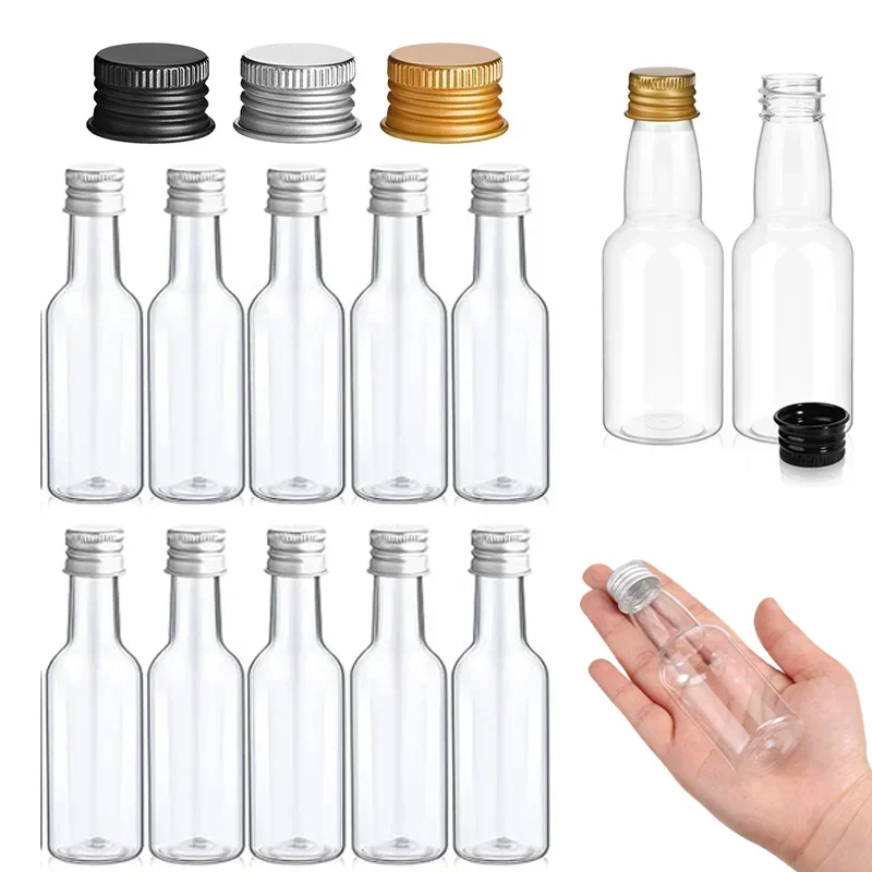 30pcs 30ml-150ml Mini Plastic Liquor Bottles Spirit Alcohol Bottles with Aluminum Lids Salad Dressing Bottles for Weddings Party