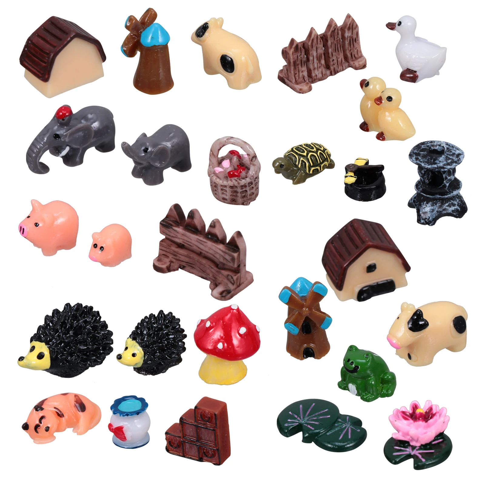 

24pcs Resin Mini Animals Realistic Cartoon Figurines for Fairy Garden Terrariums Dollhouse Landscaping Decorations Safe