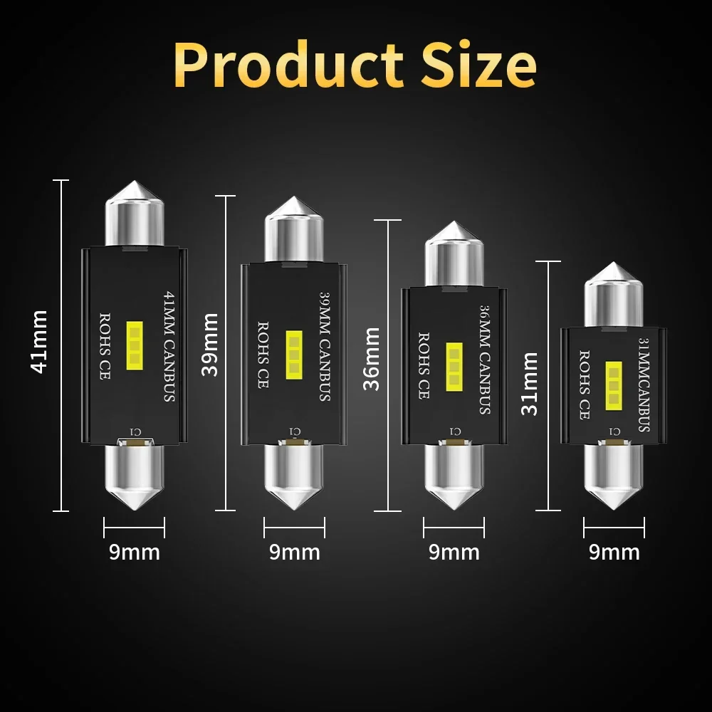 2x C5W LED CSP 1860 Signal Lamp Canbus Bulb 31mm 36mm 39mm 41mm Festoon Light C10W LED Auto Interior Reading Dome Light