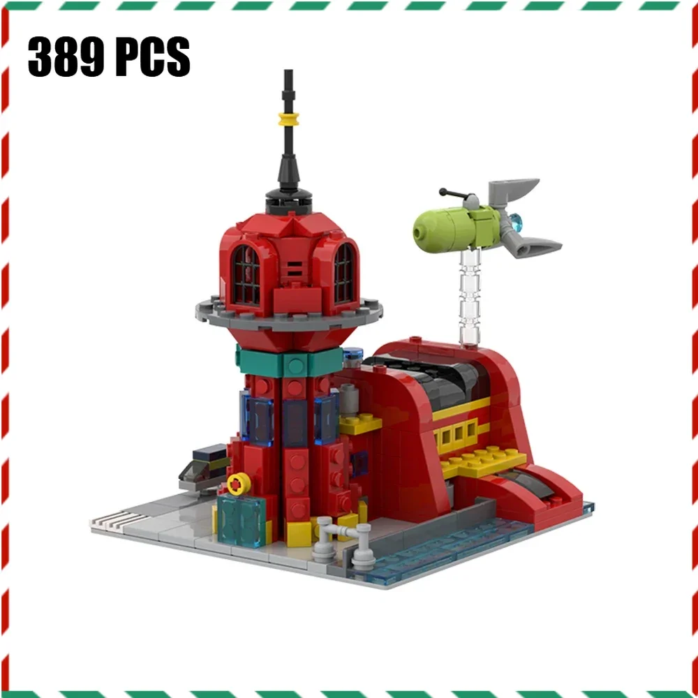 MOC – ensemble de blocs de construction de Micro vaisseau spatial, briques à assembler, Mini planète Express, modèle de vaisseau spatial, affichage, cadeau pour enfants et adultes