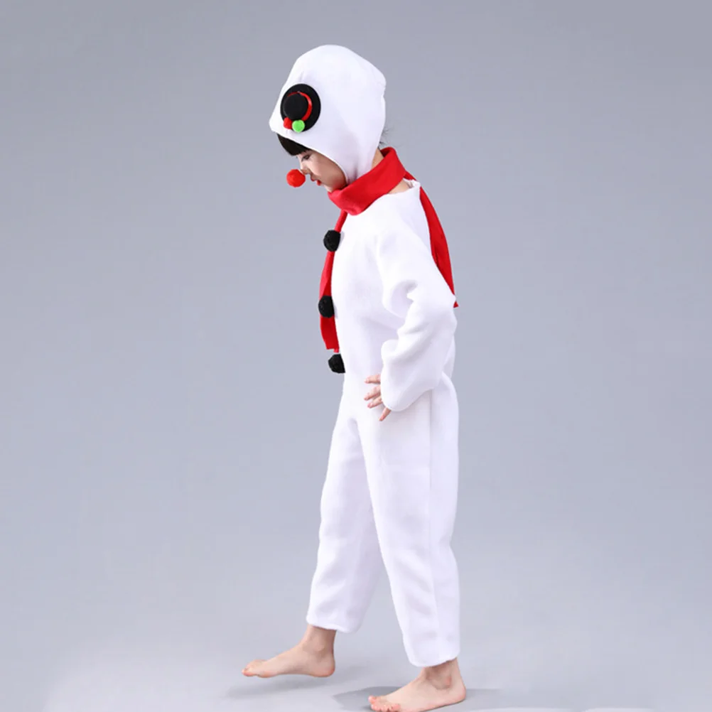 

Adorable Kids Snowman Jumpsuit High Quality Fabric Comfort Soft Warm Winter Christmas Costume Set Includes Jumpsuit Scarf Red