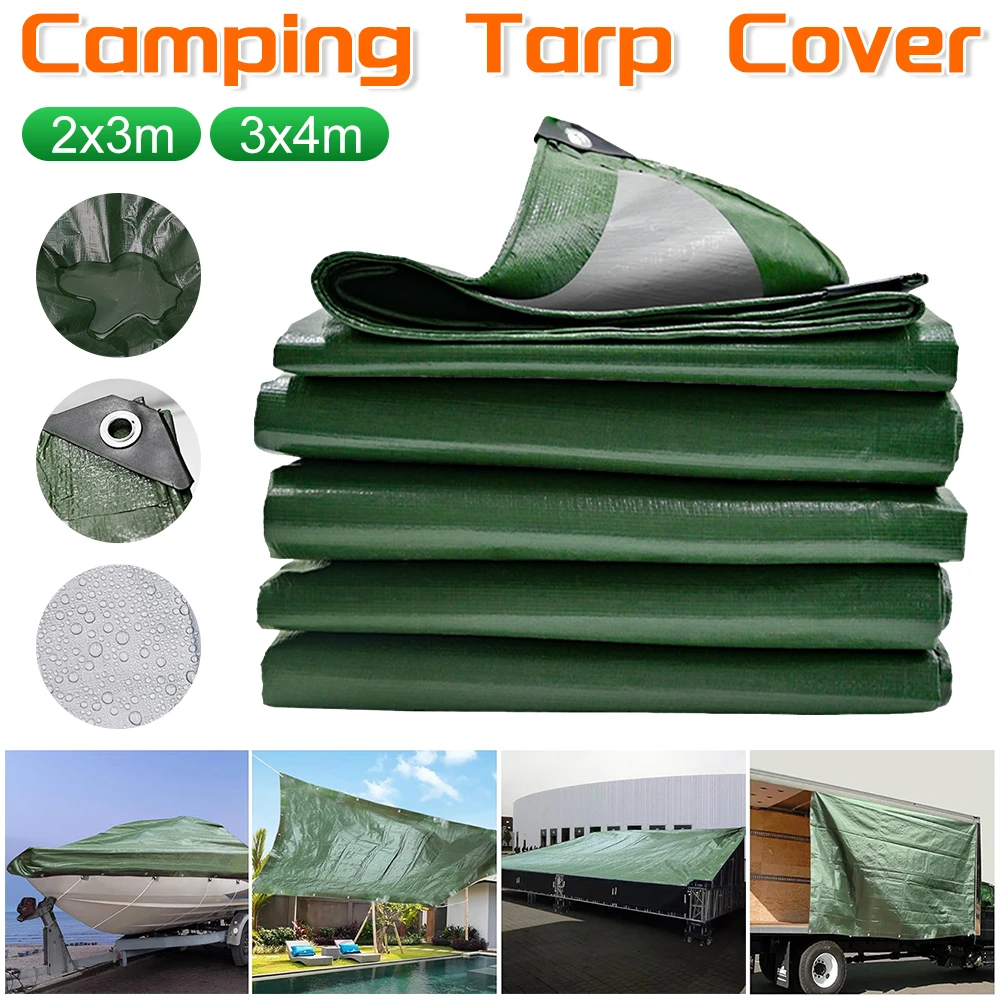 Camping Tent Tarp Cover Heavy Duty Tarpaulin Waterproof Rainproof Sun Shade Cover Camping Shelter Outdoor Awnings Canopy Shed