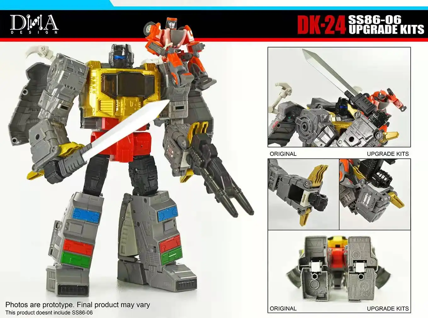 Imagem -02 - Dna Design Dk24 Dk24 Upgrade Kit para Ss8606 Grimlock Wheelie Transformação Robô Brinquedos Figuras de Ação Acessórios na Caixa Novo