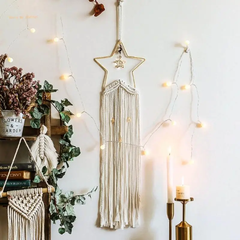 Metal Floral Hoops Star Wreath Macrame Rings Macrame Wall Hanging Crafts for DIY Wedding Decor Dropship