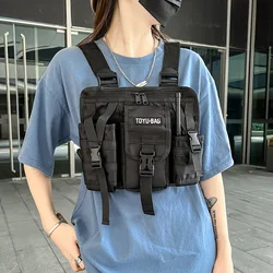 Fashion Functional Tactical Chest Bag for Men Fashion Bullet Hip Hop Vest Streetwear Bag Waist Pack Unisex Black Chest Rig Bags