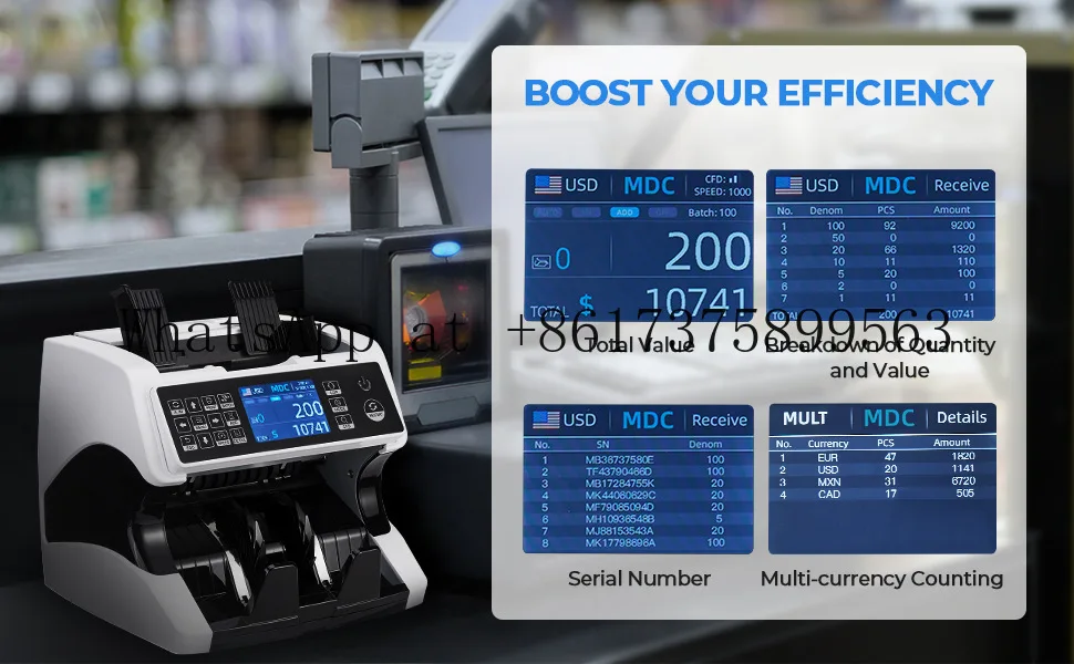 AL-920 Mixed Denomination 2 CIS Authenticating Coin Counting Machine UV IR MG MT Counterfeit Detection