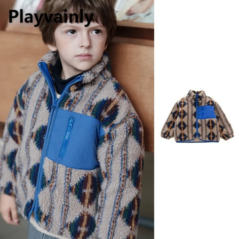 

Children Fashion Color Blocking Fleece Jacket 2025 New Autumn Winter Soft Breathable Boys Cotton-Padded Coat Kids Outwear W5247