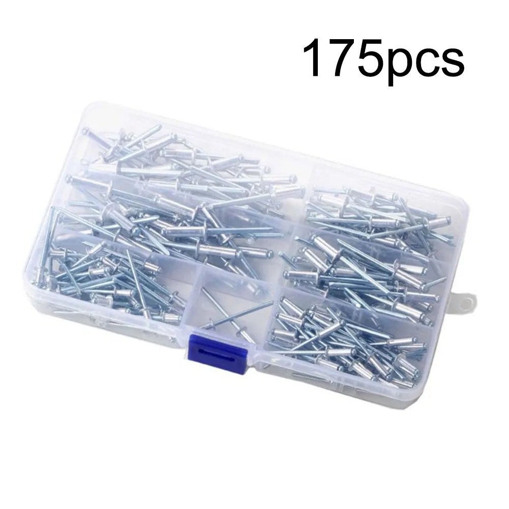 175pcs Rivet Set 6 Sizes Of Aluminum Blind Rivets Assorted Blind Rivets Pull-out Rivet Kit For Home DIY Plumbing Systems