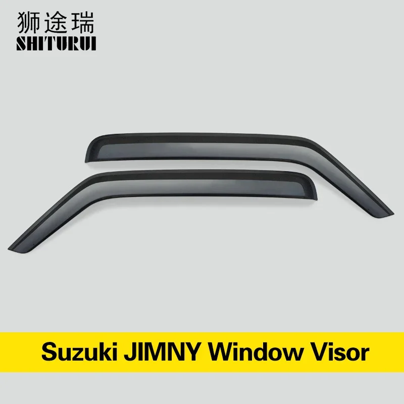 SHITURUI Window Visor Vent Sun Rain Deflector Guard For Suzuki   JIMNY 1998-2018  Black stainless steel Car Special