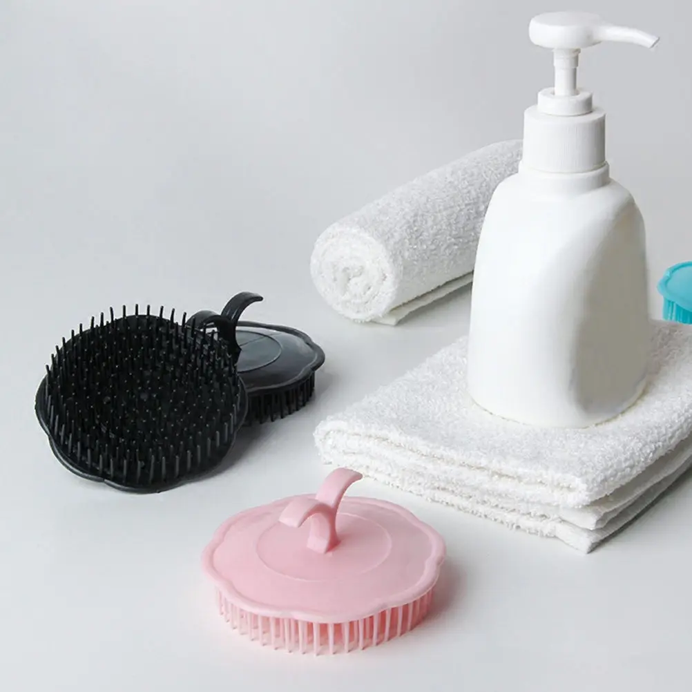 

5Pcs Hair Shampoo Brush Portable Round Scalp Massager Deep Clean Hair Roots Soft Silicone Bath Shower Tool Massage Comb