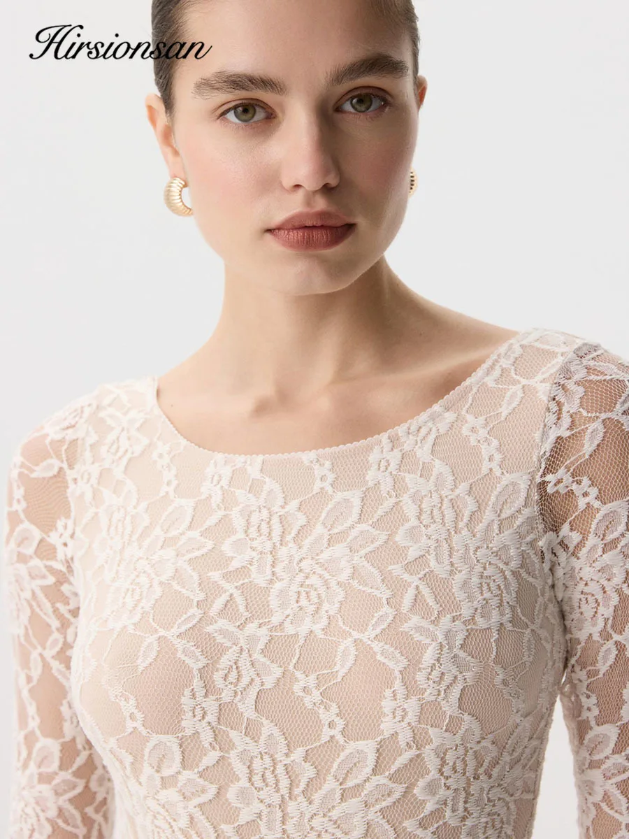 Women's Long Sleeve Lace Slim Fit Layering Top