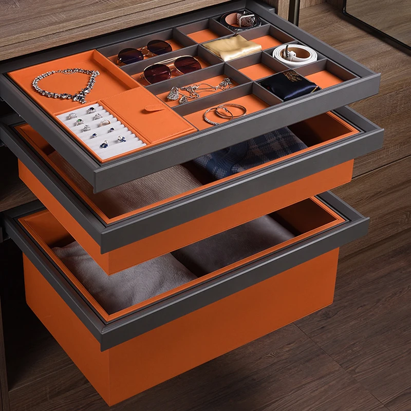 Leather Drawer Clothes Organizer/Leather-Lined Storage Basket for Clothes/fabric Wardrobe Organizers for Wardrobe