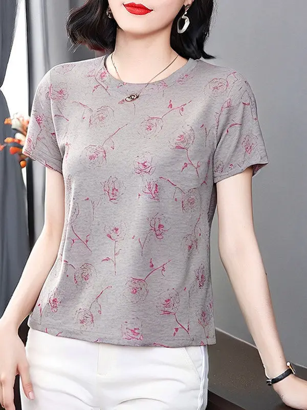 

Fashionable Loose Women's T-Shirt Summer Slimming Short Sleeve UV Protection Breathable Polyester Fiber Street Style Top