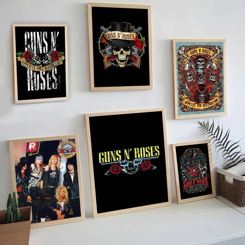 Rock Music Band G-Guns N Roses Anime Posters Sticky Whitepaper Sticker DIY Room Bar Cafe Kawaii Room Decor