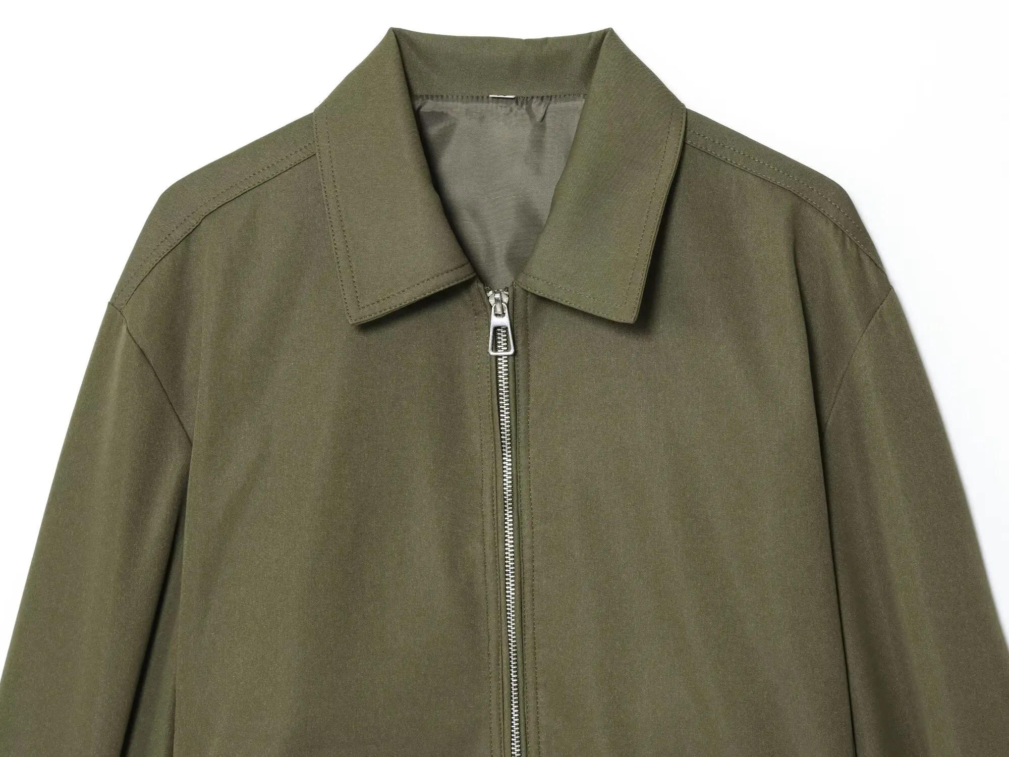 เสื้อแจ็คเก็ตบอมเบอร์แฟชั่นใหม่สำหรับผู้หญิง ฤดูใบไม้ร่วง ปี 2025 สไตล์วินเทจ ปกเสื้อแบบปกเชิ้ต แขนยาว ซิป ลำลอง เสื้อคลุมตัวนอกสุดชิค