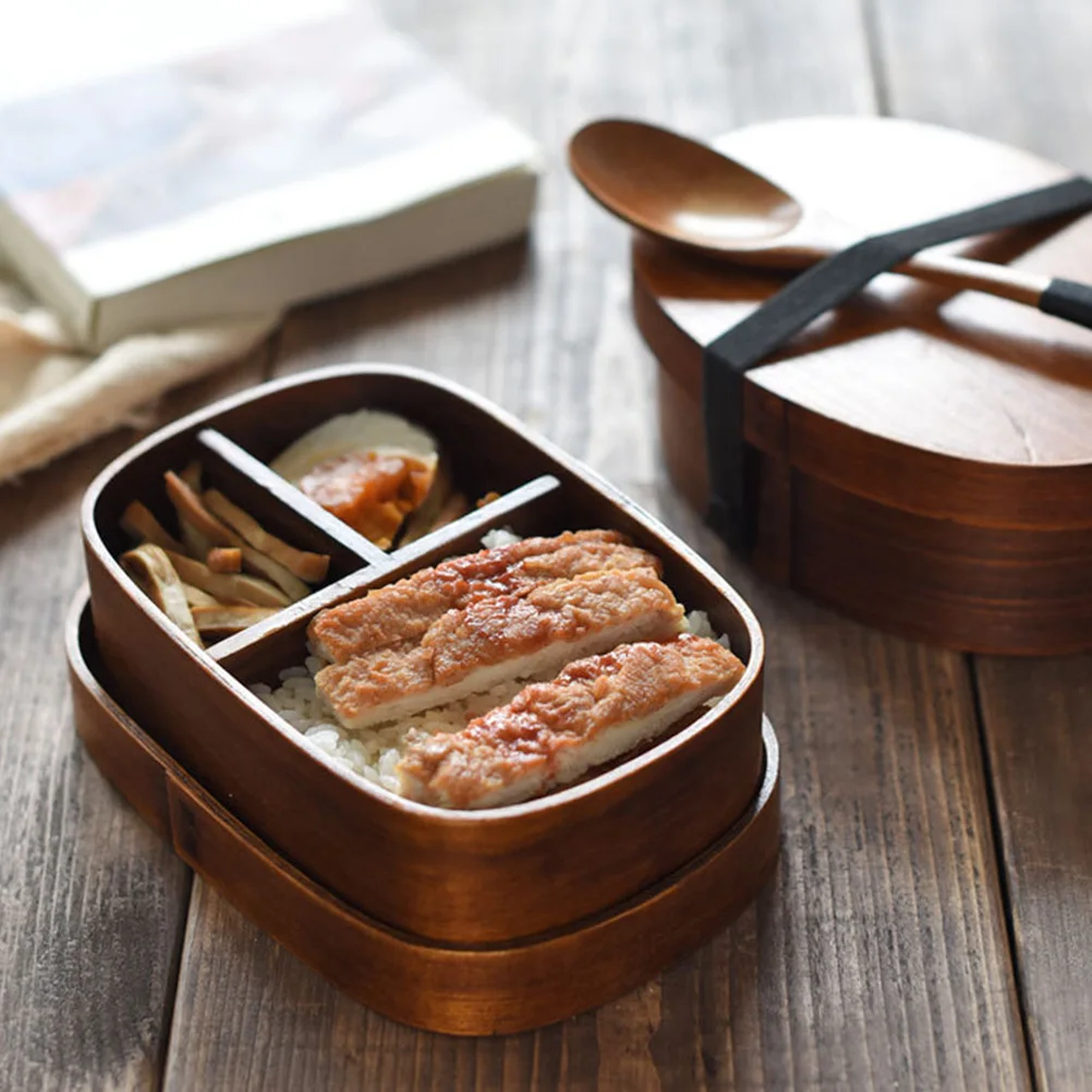 

Wooden Lunch Box Large Capacity Bento Container Meal Prep Food Box Reusable Eco Friendly Picnic School Work Family