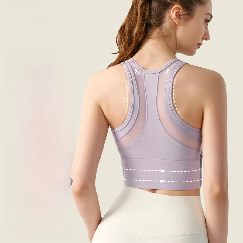 

Женское высокопрочное противоударное спортивное нижнее белье с накладкой на грудь, передняя молния, жилет для йоги и фитнеса для бега на открытом воздухе