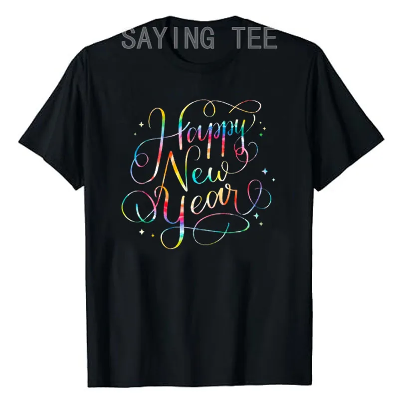 

Happy New Years Eve Party Favors Family Matching T-Shirt Tie Dye Letters Printed Graphic Outfits Saying Tee Short Sleeve Blouses