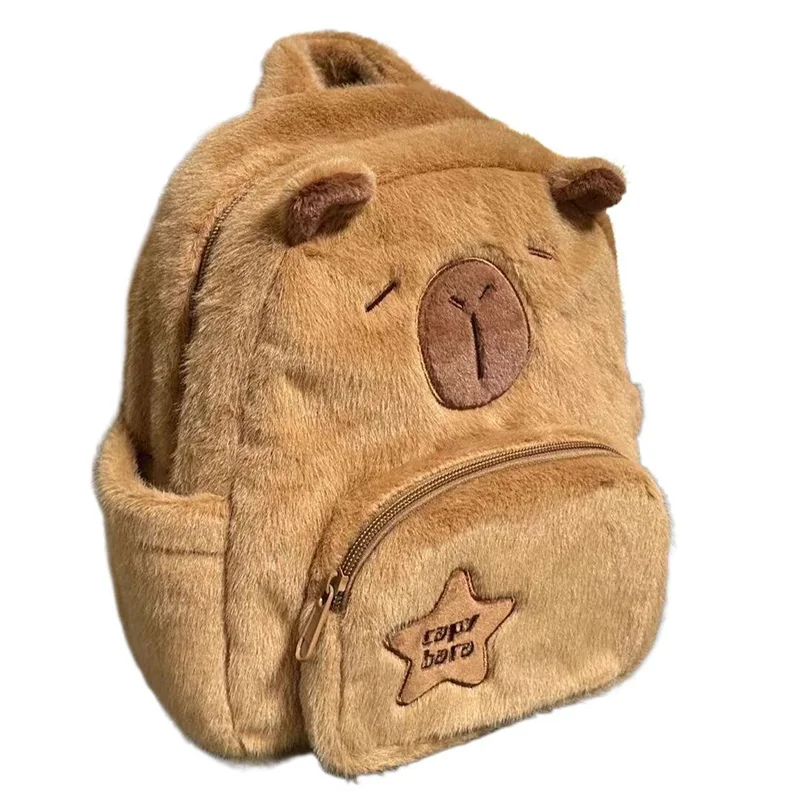 New Cartoon Capybara Kawaii Backpack Anime Pluhs High Capacity Cute High Beauty 3D Shoulders Bag Children Toys for Girl Gifts