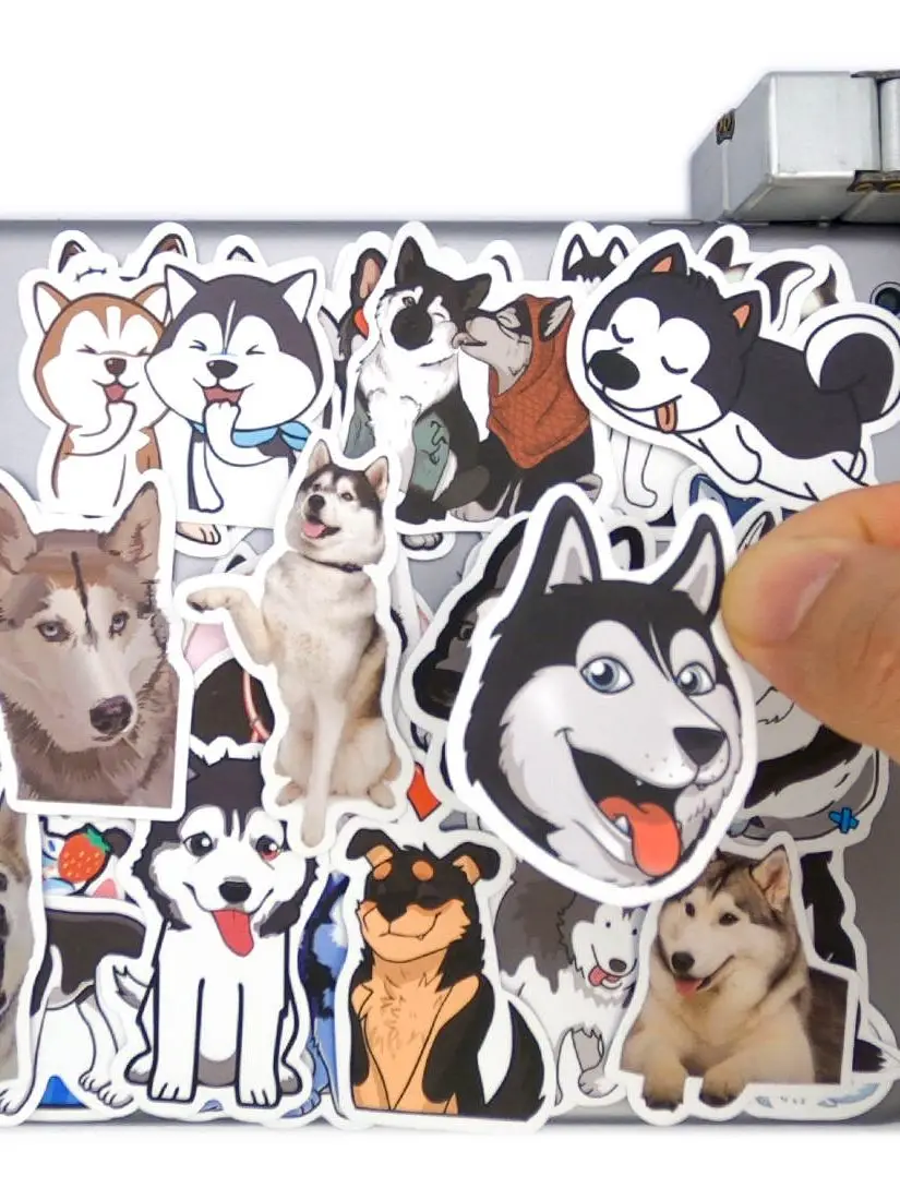 20/30/50 szt, Śliczne zwierzęta z kreskówek, Śmieszne naklejki Husky Dog, na telefon, album, bagaż, deskorolkę, rower, samochód, motocykl, kask, Naklejki na laptopa, zabawki — zdjęcie 2