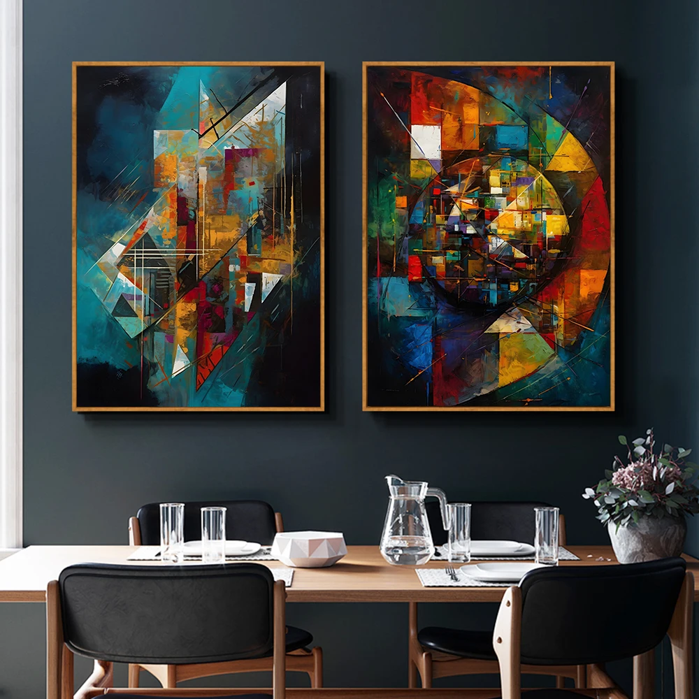 

Abstract Geometric Graffiti Bold Circular Canvas Painting Art Prints Wall Posters Living Room Bedroom Pictures Modern Home Decor