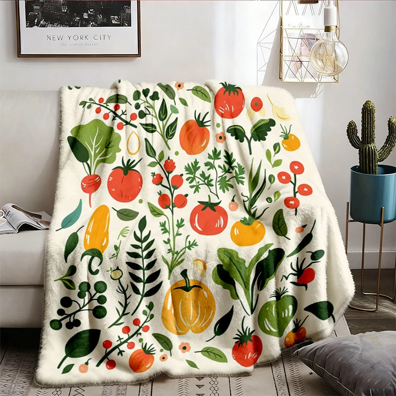  Let's Root For Each Other Vegetable Flannel Blanket, Botanical Garden Flannel Throw