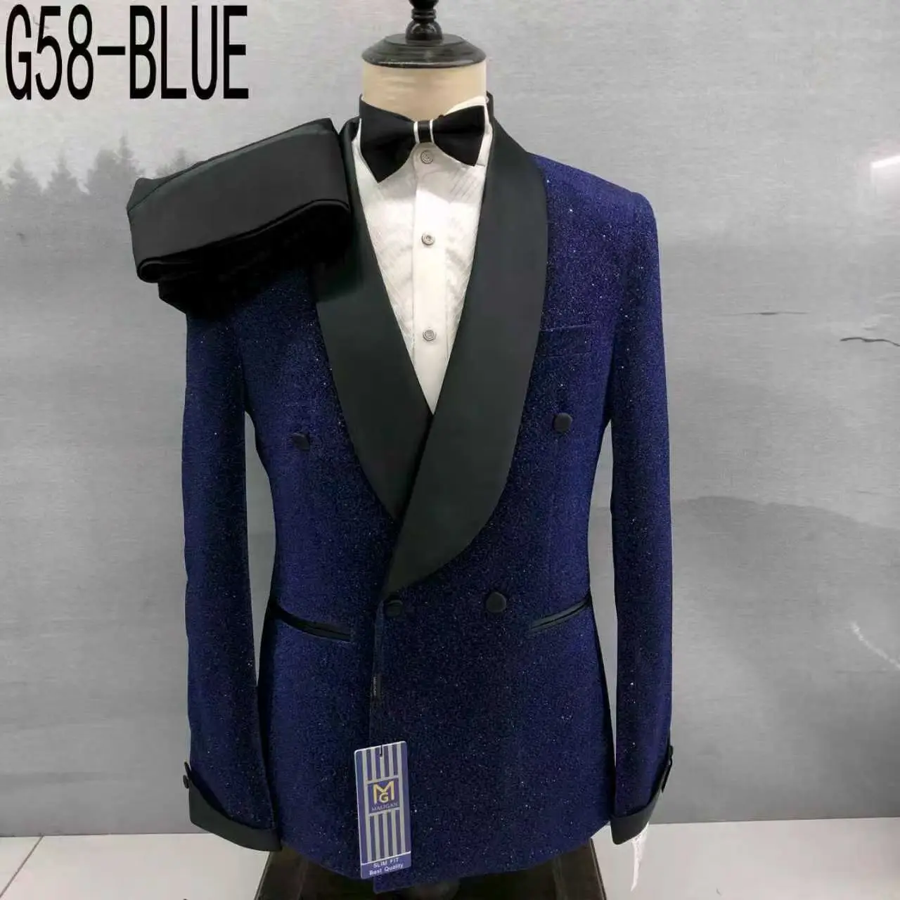 

New Gentlemen Shiny Navy Blue Men suits Groom Wedding Dress Tailor-made Men Slim Fit Suit Belt Jacket Pants Tuxedo Male Clothing