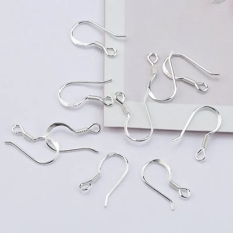 

Wholesale 13mm 10pcs/Pack 925 Sterling Silver Ear Wires Hooks Spring Clasps For Making Earrings Jewelry Findings Accessories