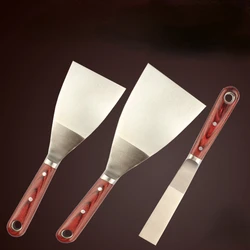 Madeira Handle Stainless Steel Putty Knife, Scraper Blade, Cleaning Trowel, Plastering Shovel, Wall Construction, High Quality