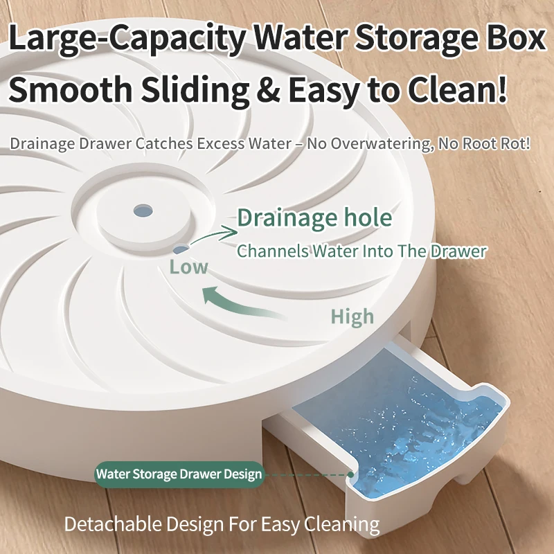 Plant Pot Moving Trolley with Silent Wheels, Deep Water Collection Tray & Non-Slip Surface, Easy-Move Planter Base